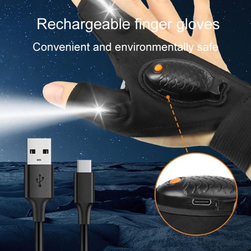 Rechargeable LED Flashlight Gloves For Night Work Fishing Repair HandsFree Light 5