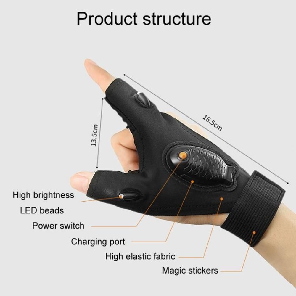 Rechargeable LED Flashlight Gloves For Night Work Fishing Repair HandsFree Light 2