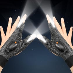 rechargeable led flashlight gloves for night work, fishing & repair, hands-free light