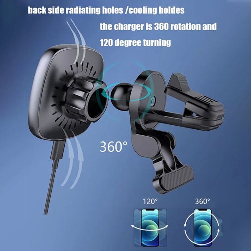 MagSafe Compatible Magnetic Car Wireless Charger Stand 15W Fast Charging 1