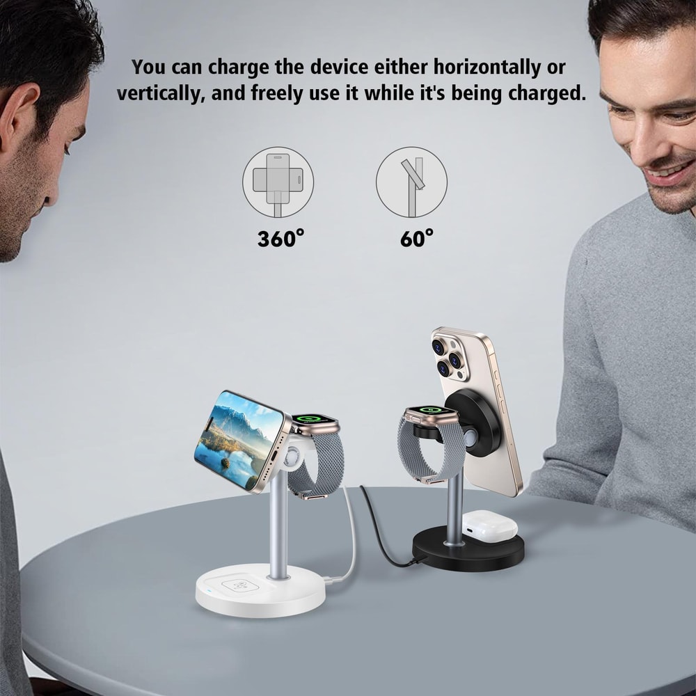 20W Magnetic Wireless Charger Stand 3 In 1 Fast Charging Dock For IPhone AirPods Apple Watch 4