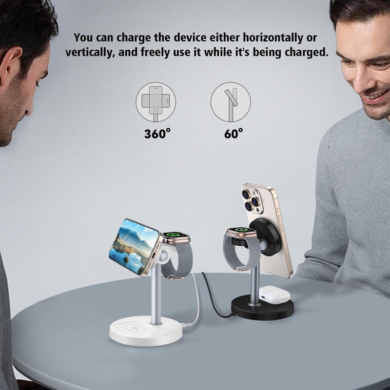 20W Magnetic Wireless Charger Stand 3 In 1 Fast Charging Dock For IPhone AirPods Apple Watch 4