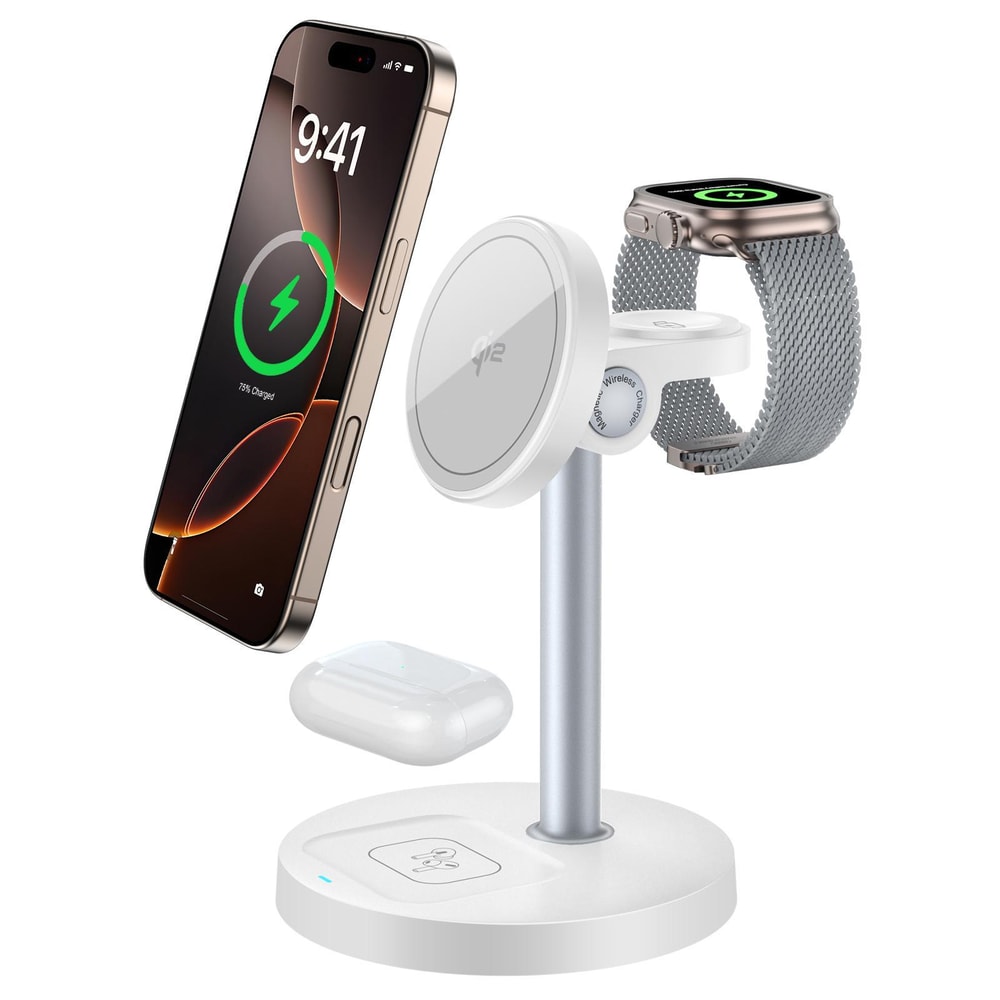 20W Magnetic Wireless Charger Stand 3 In 1 Fast Charging Dock For IPhone AirPods Apple Watch 9