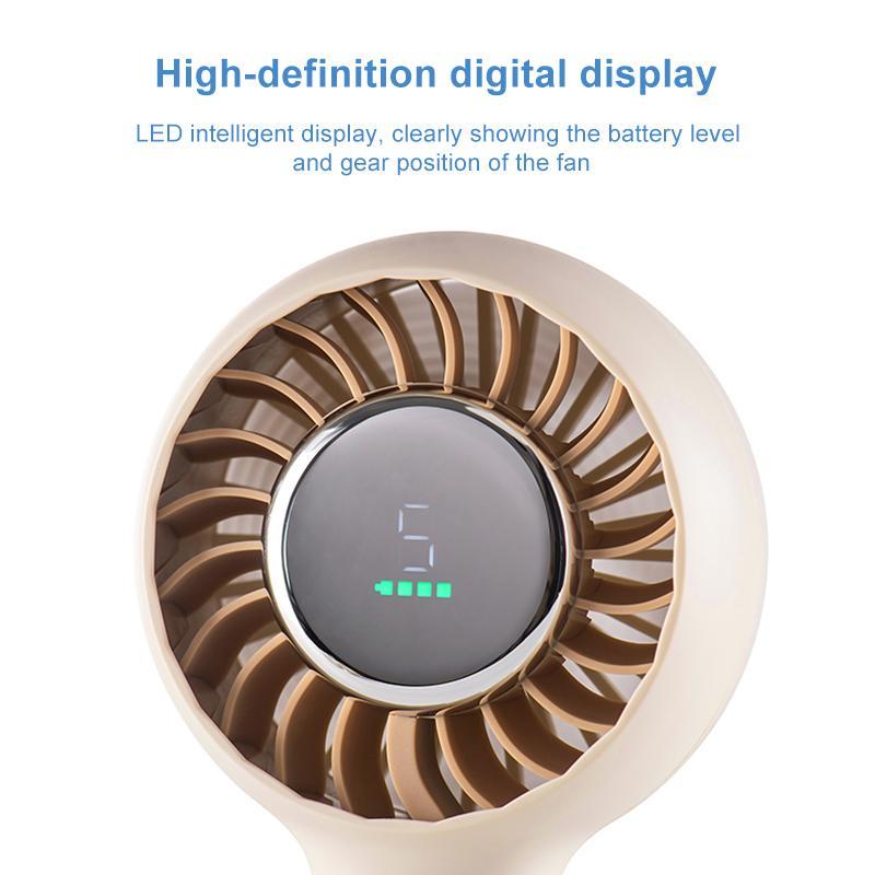 Portable Handheld Fan With Digital Display Rechargeable USB Fan Speed Cooling Fan 3
