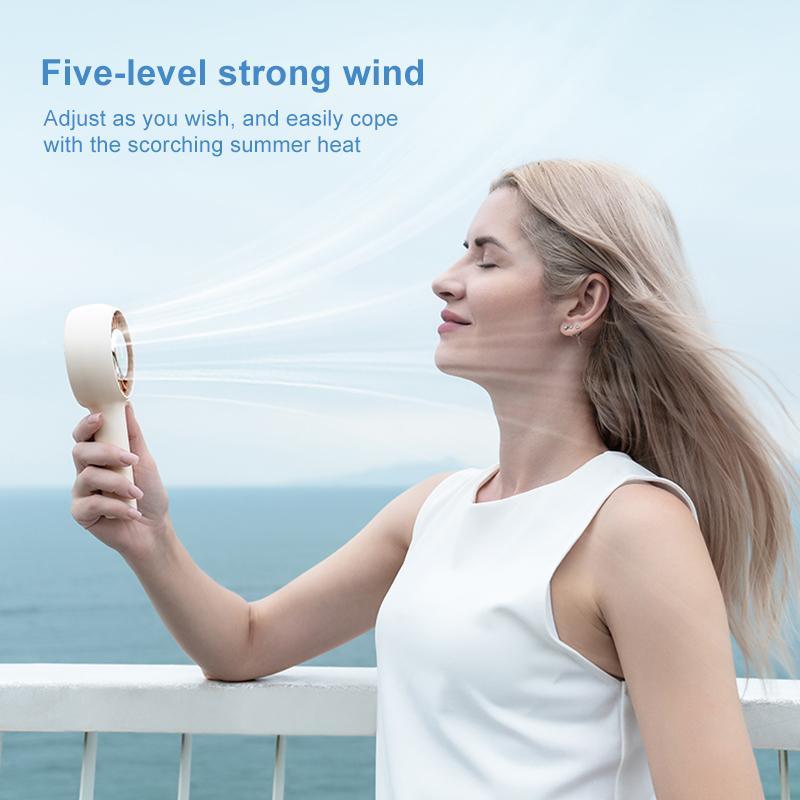 Portable Handheld Fan With Digital Display Rechargeable USB Fan Speed Cooling Fan 6