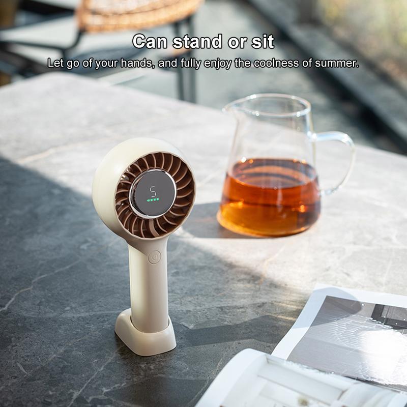 Portable Handheld Fan With Digital Display Rechargeable USB Fan Speed Cooling Fan 8