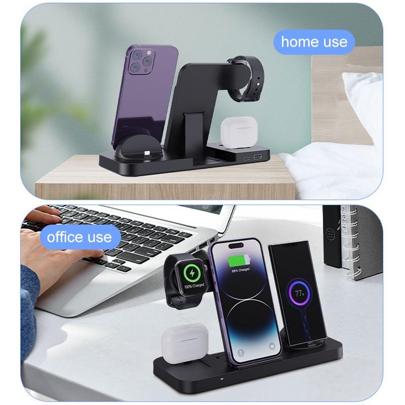 6in1 Foldable Wireless Charging Station Fast Multi Device Charger Stand 8