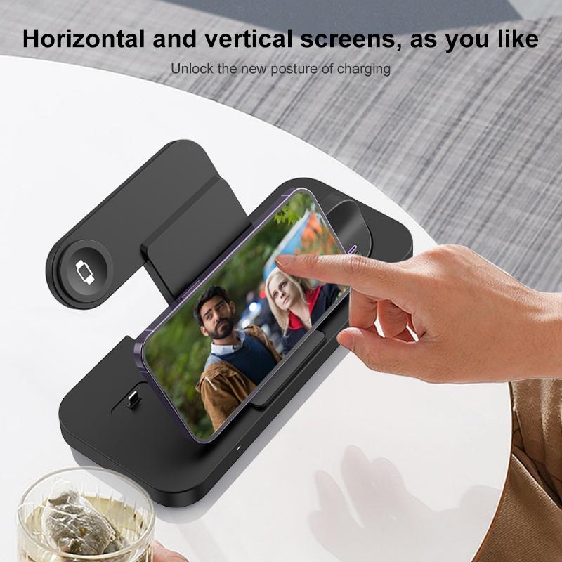 6in1 Foldable Wireless Charging Station Fast Multi Device Charger Stand 6