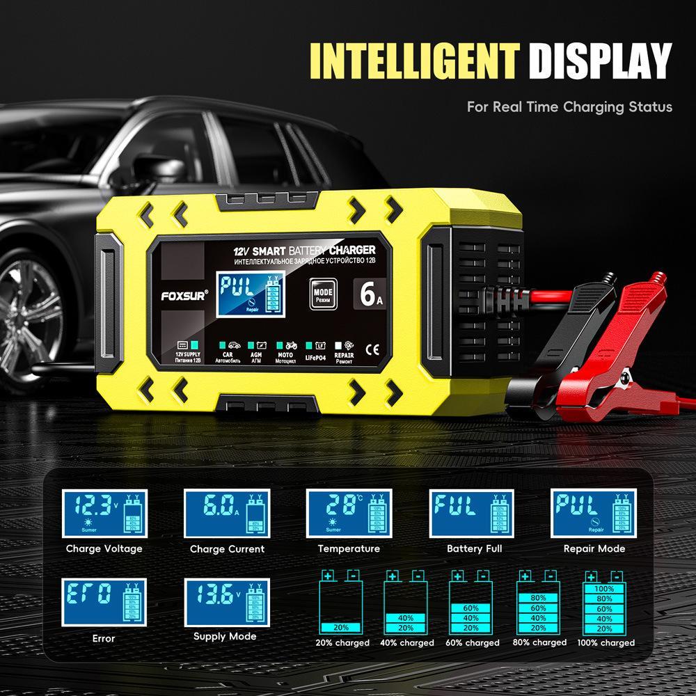 Smart Car Battery Charger 6A Auto Repair Maintainer For Cars Motorcycles 3