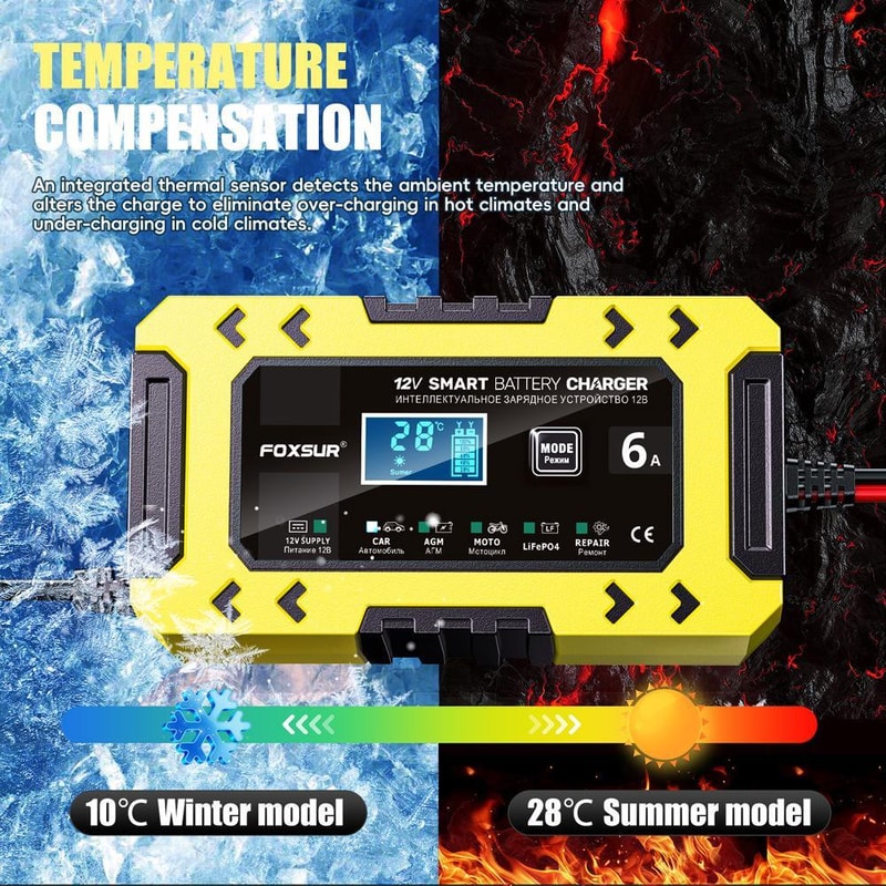 Smart Car Battery Charger 6A Auto Repair Maintainer For Cars Motorcycles 4