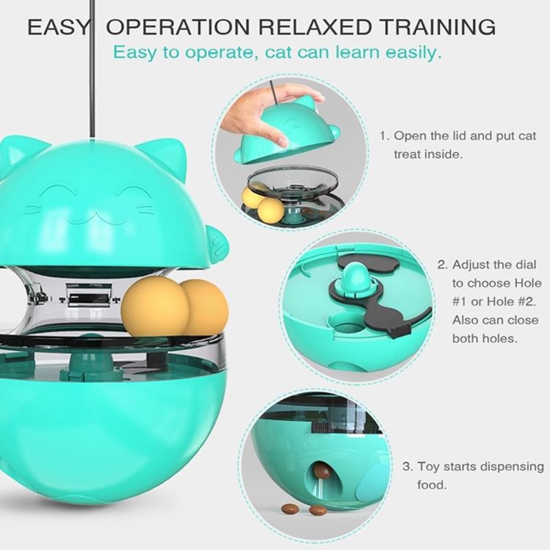 Interactive Cat Treat Dispensing Ball Toy Slow Feeder Puzzle Tumbler For Active Cats 4