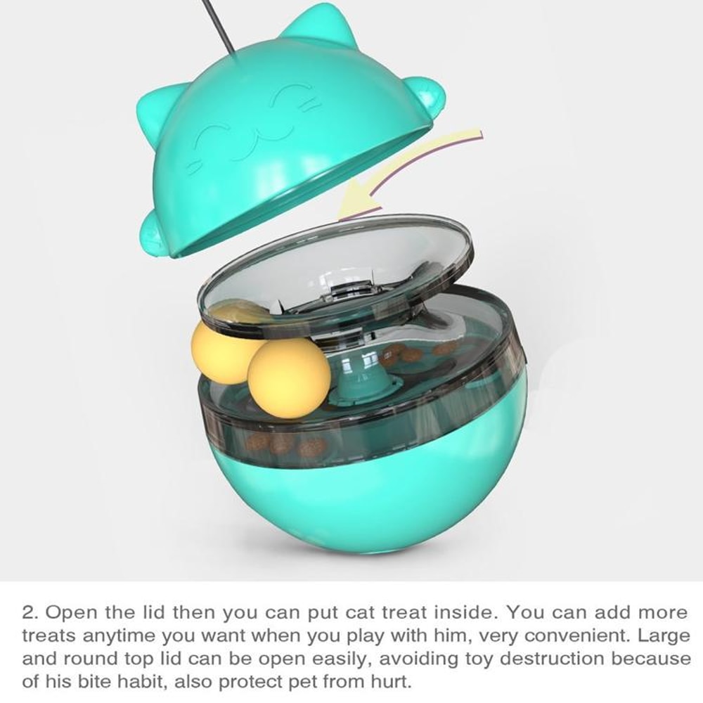 Interactive Cat Treat Dispensing Ball Toy Slow Feeder Puzzle Tumbler For Active Cats 8