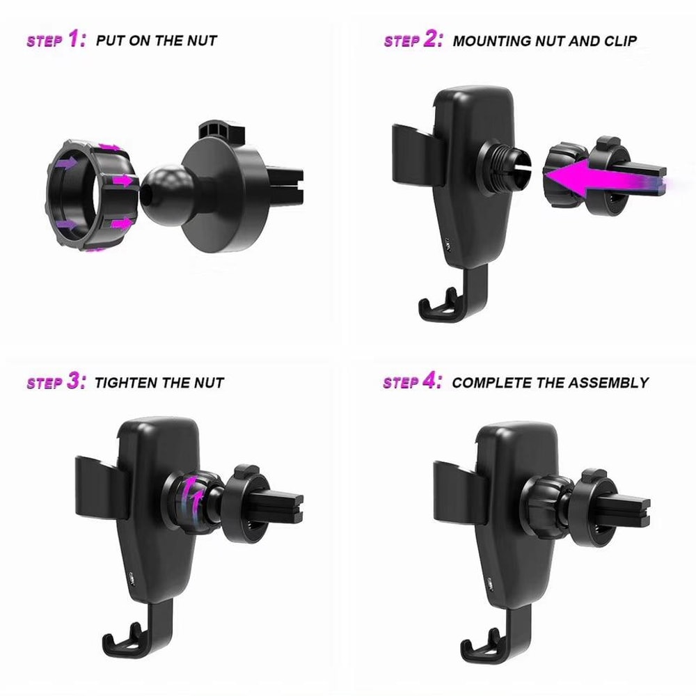 18W Wireless Car Charger Mount With Air Vent Clip And Qi Fast Charging Holder 9