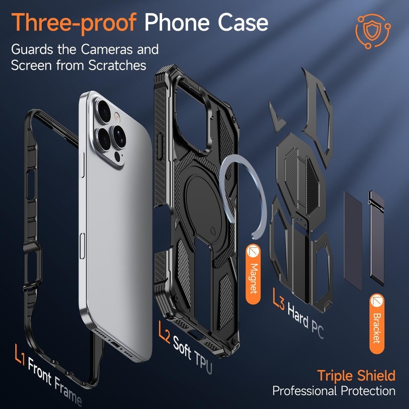 IPhone Magnetic Case With Hidden Stand Shockproof Protection 4