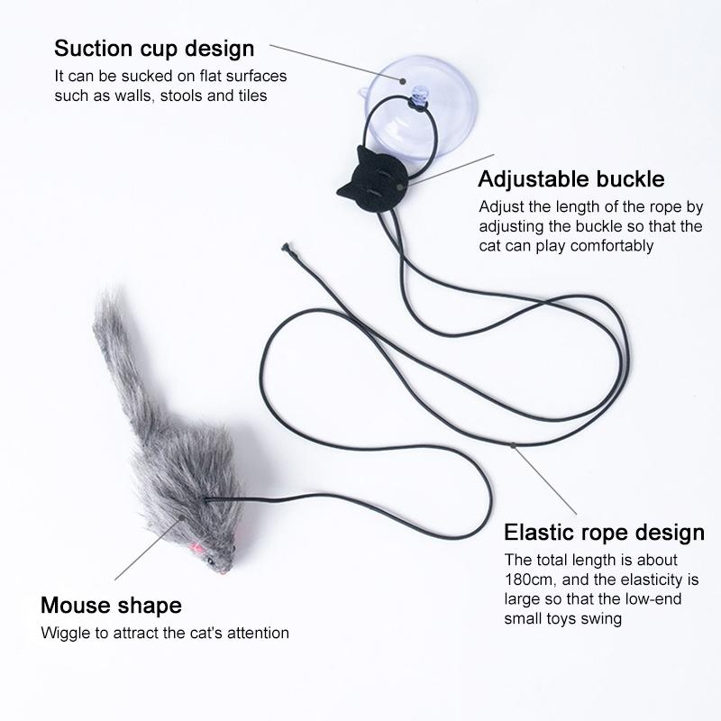 Interactive Hanging Cat Toy With Suction Cup And Adjustable Elastic Teaser Wand 1