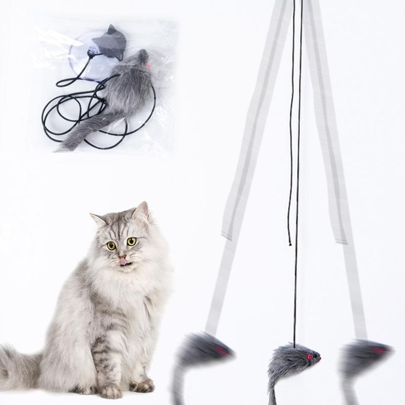 Interactive Hanging Cat Toy With Suction Cup And Adjustable Elastic Teaser Wand 3