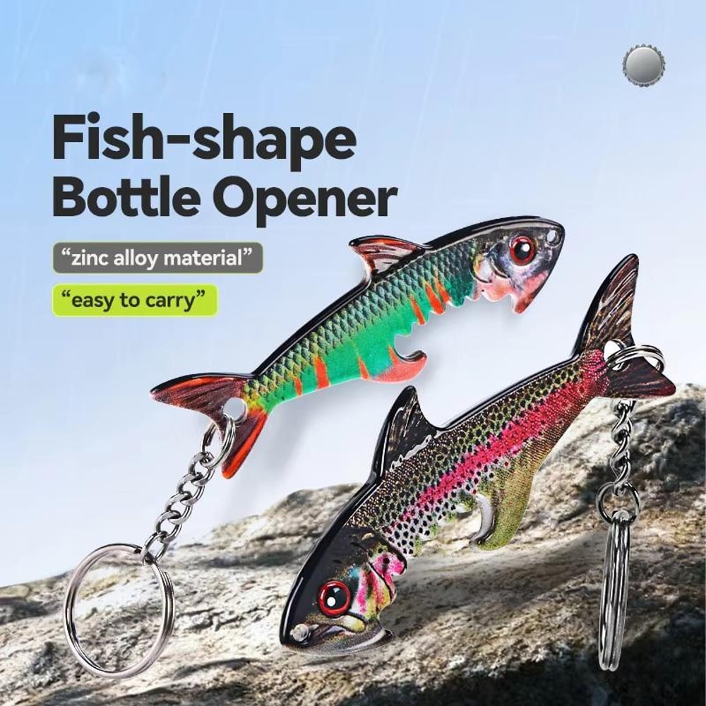 Fish Bottle Opener Keychain Metal Portable Novelty Bar Tool 1