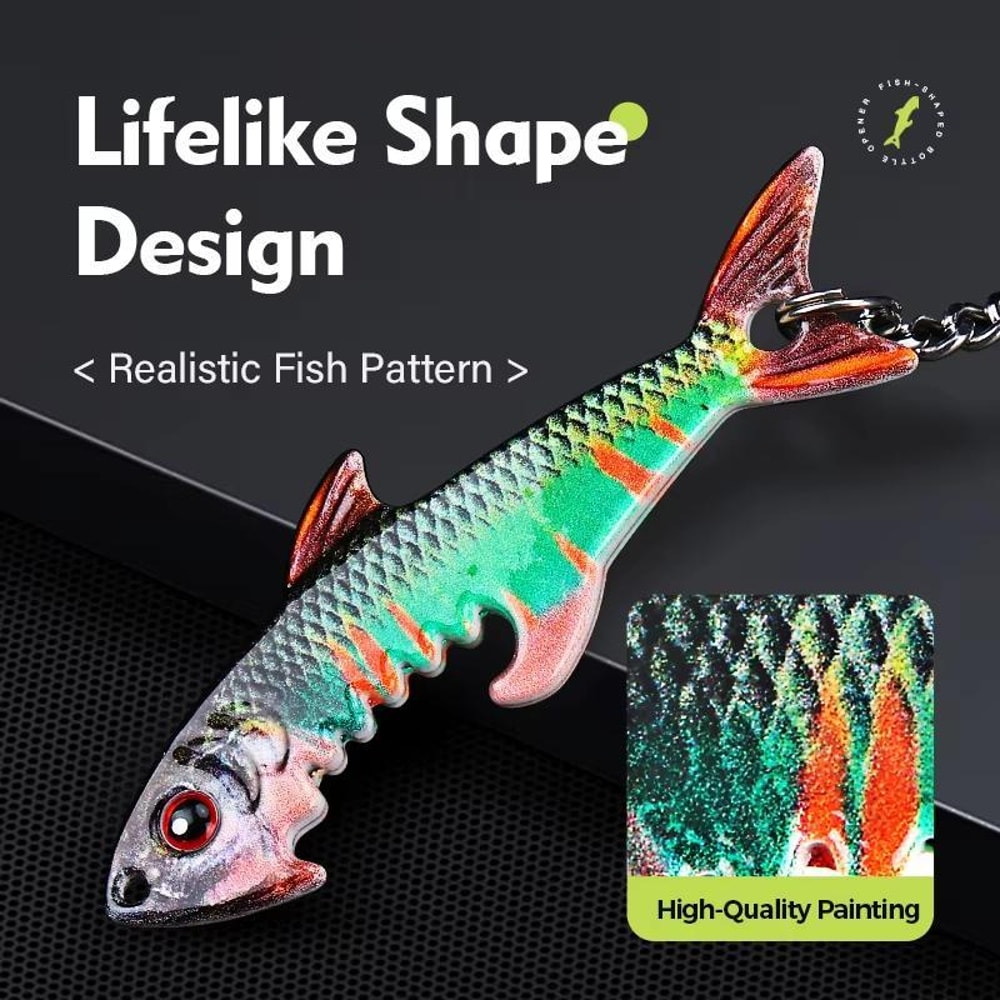 Fish Bottle Opener Keychain Metal Portable Novelty Bar Tool 3