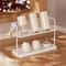 Double Tier Cup Rack Organizer with Drip Tray for Kitchen Counter Storage