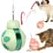 Interactive Cat Treat Dispenser Toy Self Balancing Cat Puzzle Feeder With Teaser Stick 1