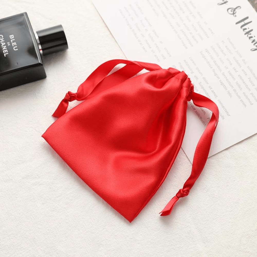 Luxury Faux Silk Satin Jewelry Pouch Drawstring Gift Bags Reusable Storage 7