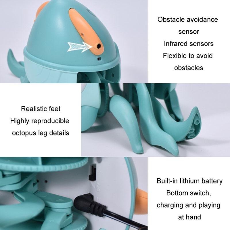 Children Electrical Sensor Octopus Toy Automatic Obstacle Avoidance Sound Light Crawling Quirky Toy 4