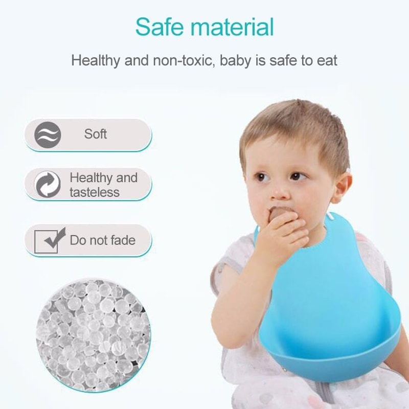Waterproof Silicone Baby Bib With Food Catcher Roll Up Feeding Apron For Infants Toddlers 5