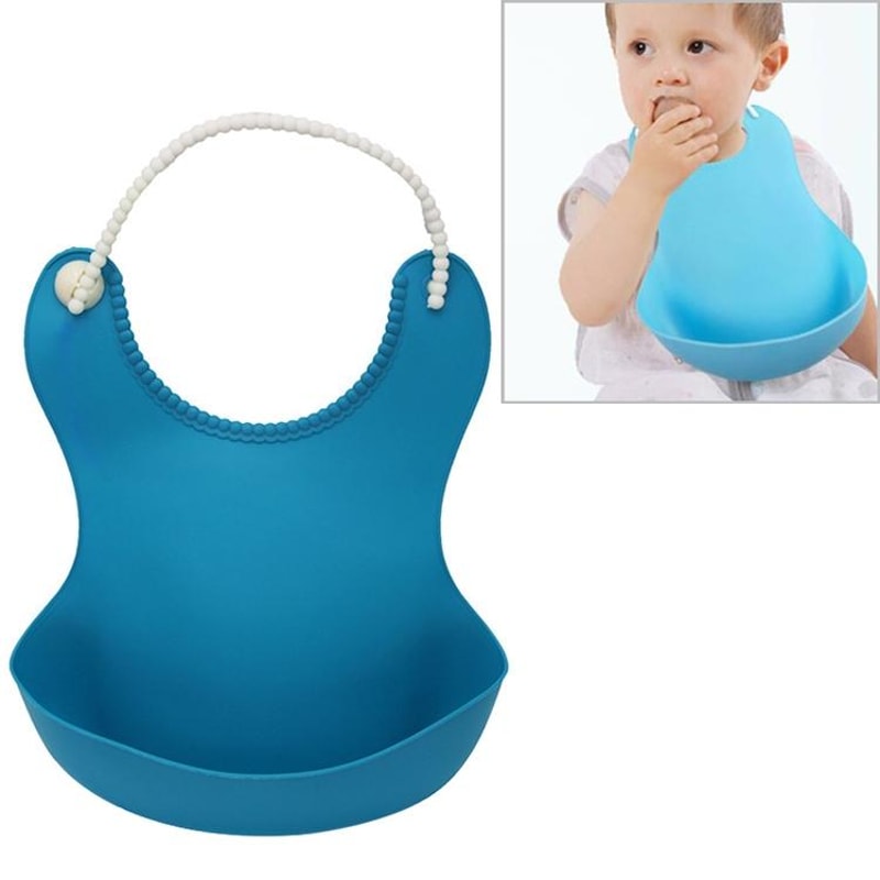 Waterproof Silicone Baby Bib with Food Catcher Roll Up Feeding Apron for Infants & Toddlers