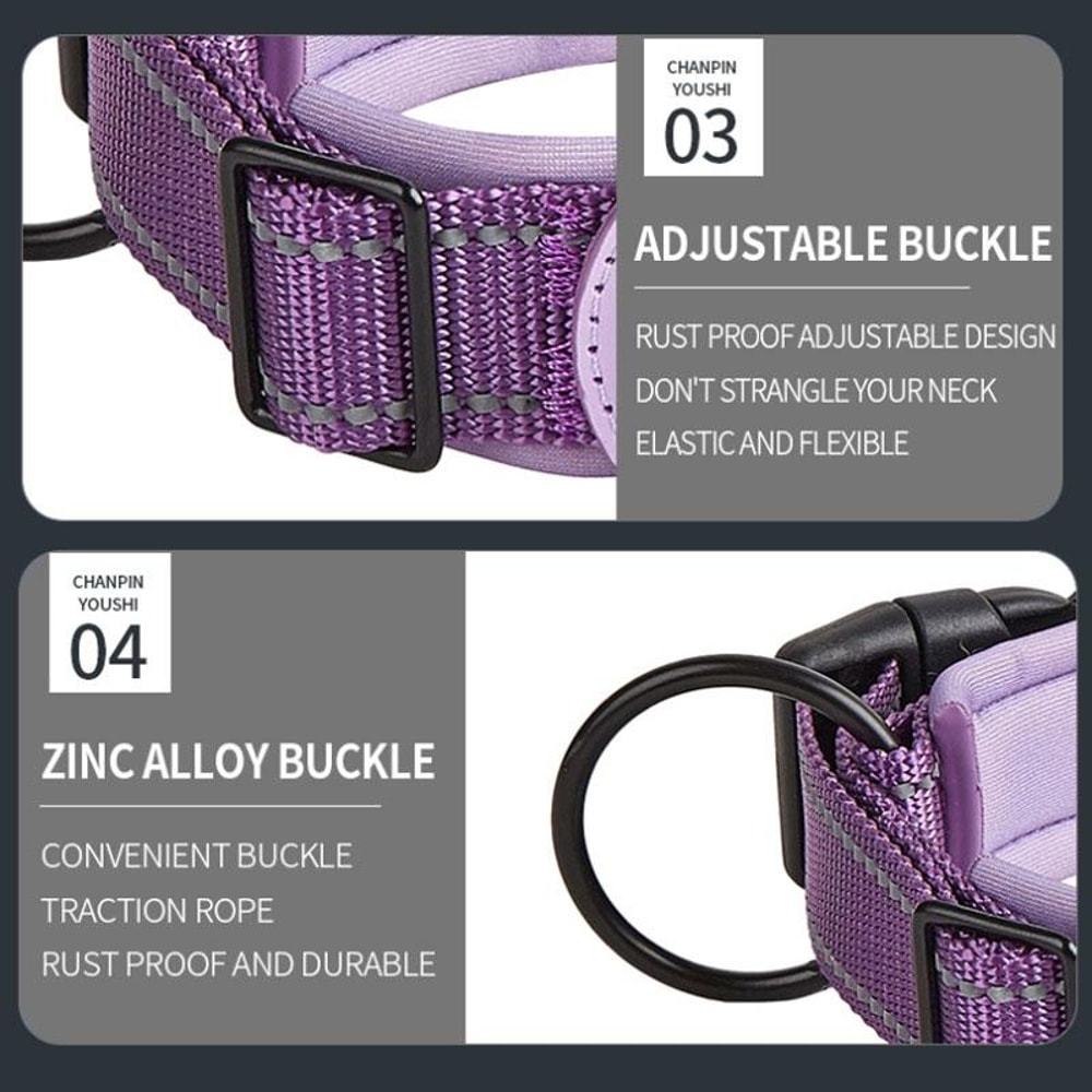 AirTag Dog Collar With Reflective Safety Stitching And Secure Tracker Holder For All Dog Sizes 3