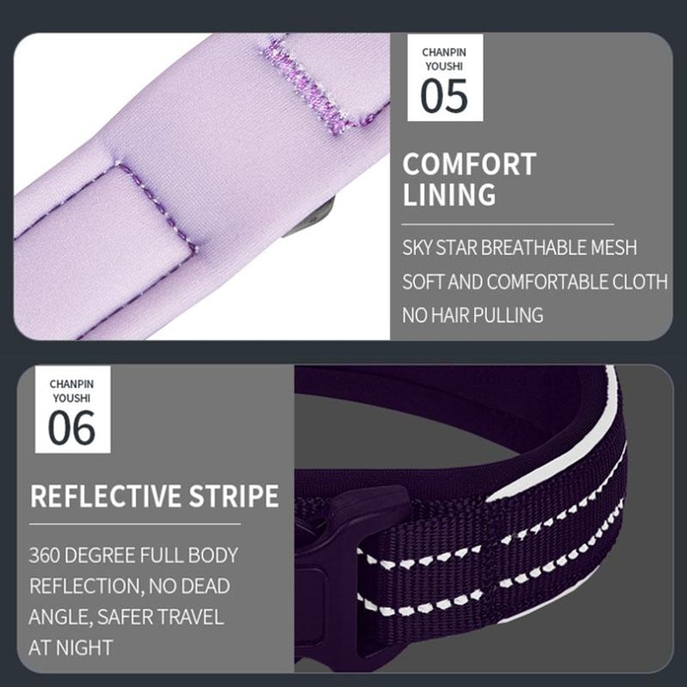 AirTag Dog Collar With Reflective Safety Stitching And Secure Tracker Holder For All Dog Sizes 4