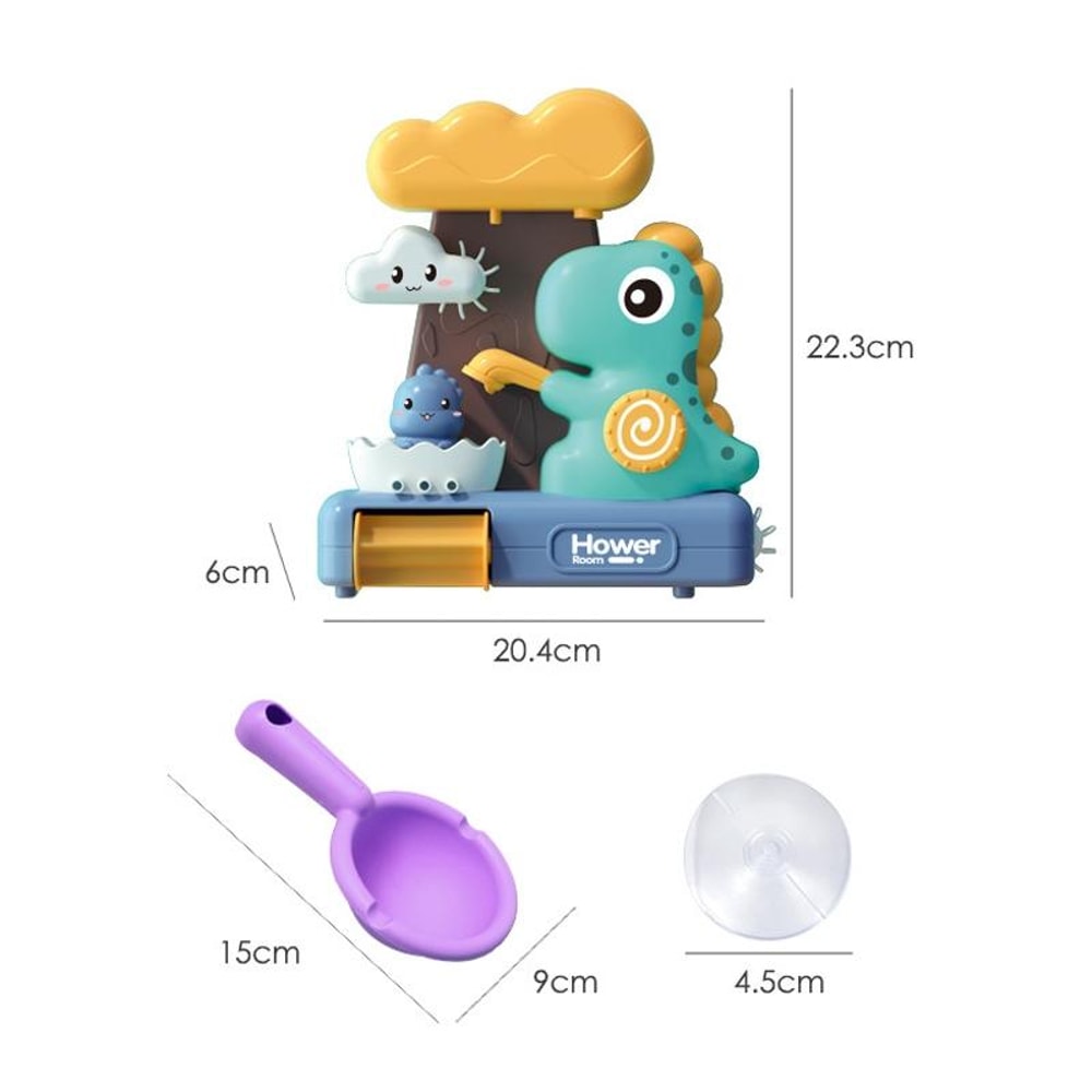 Cute Dinosaur Bath Toy Waterfall Spray Spinner For Toddlers Bath Time Fun 2
