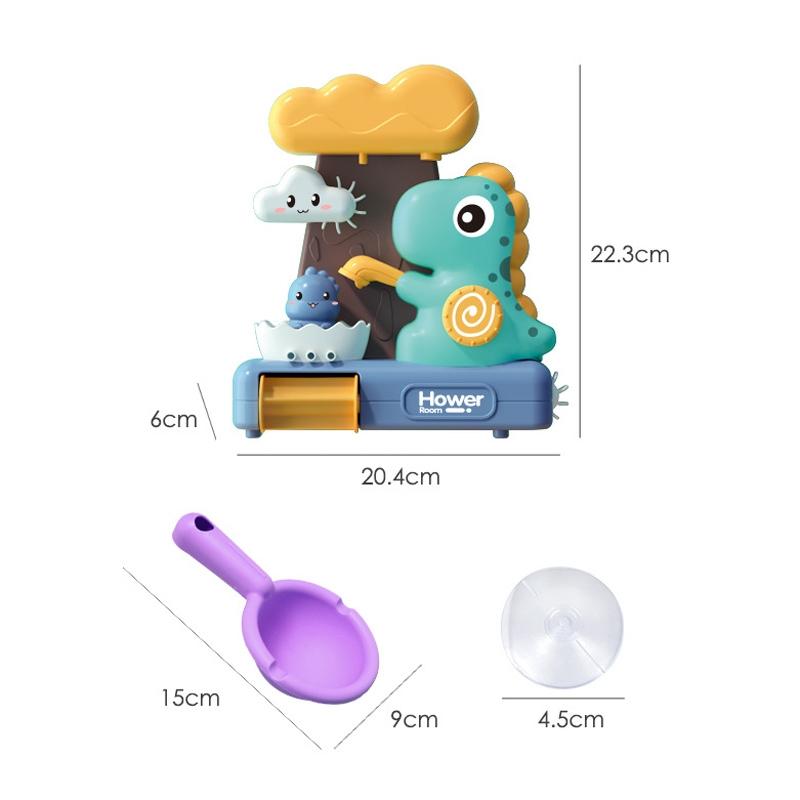 Cute Dinosaur Bath Toy Waterfall Spray Spinner For Toddlers Bath Time Fun 2