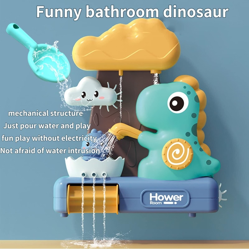 Cute Dinosaur Bath Toy Waterfall Spray Spinner For Toddlers Bath Time Fun 3