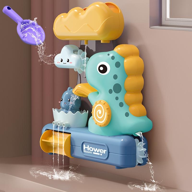 Cute Dinosaur Bath Toy Waterfall Spray Spinner For Toddlers Bath Time Fun 9