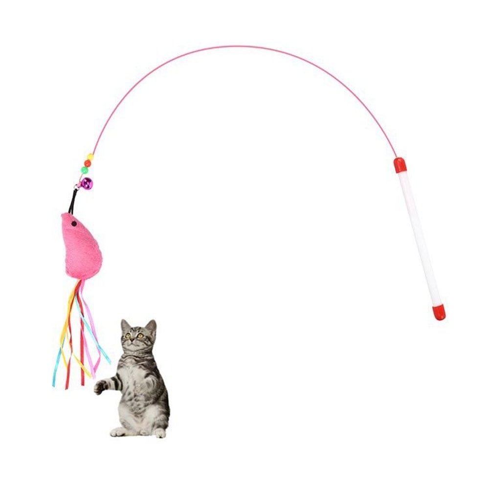 Interactive Cat Wand Toy With Bell Flexible Steel Teaser Stick For Active Play 4