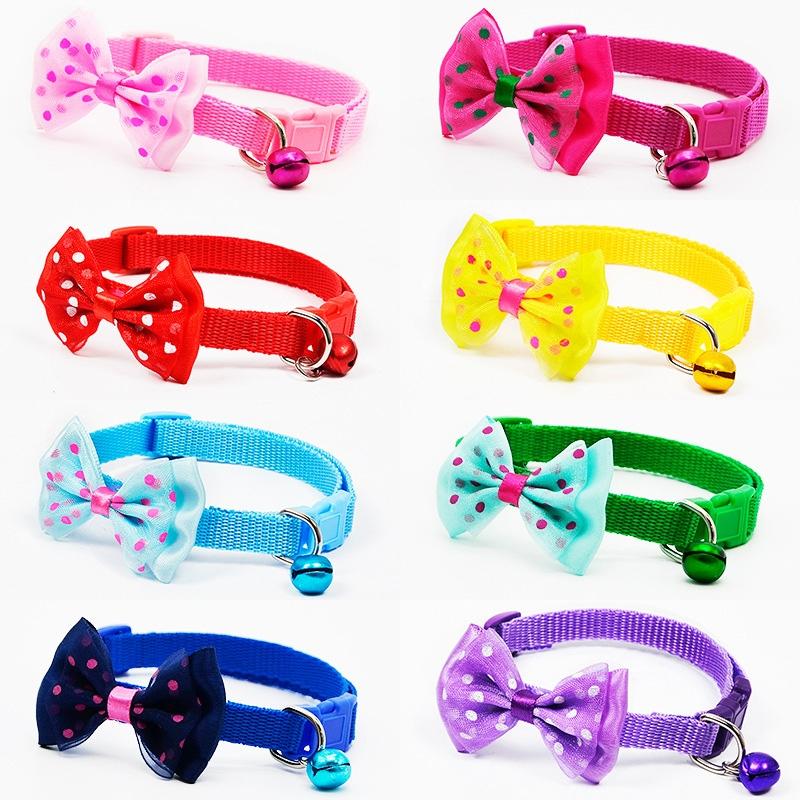 Adjustable Bow Tie Pet Collar With Bell For Cats Dogs Cute Stylish Everyday Wear 0