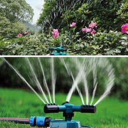 360° rotating garden sprinkler with adjustable range & 1/2 inch connector