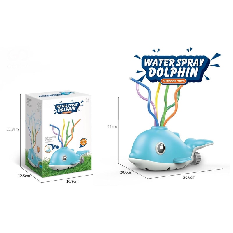 Dolphin Splash Rotating Sprinkler Toy Outdoor Water Spray for Kids Summer Fun