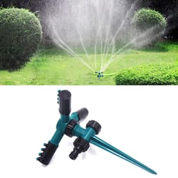 360° rotating garden sprinkler with adjustable spray arms & spike base lawn irrigation system