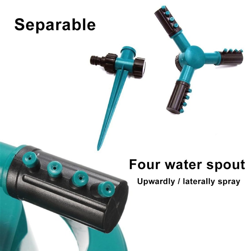360 Rotating Garden Sprinkler With Adjustable Spray Arms Spike Base Lawn Irrigation System 6
