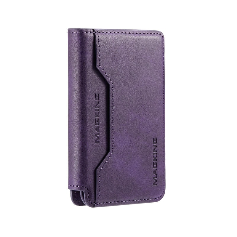 MagSafe RFID Card Holder Wallet With Leather TriFold Magnetic Phone Stand 9
