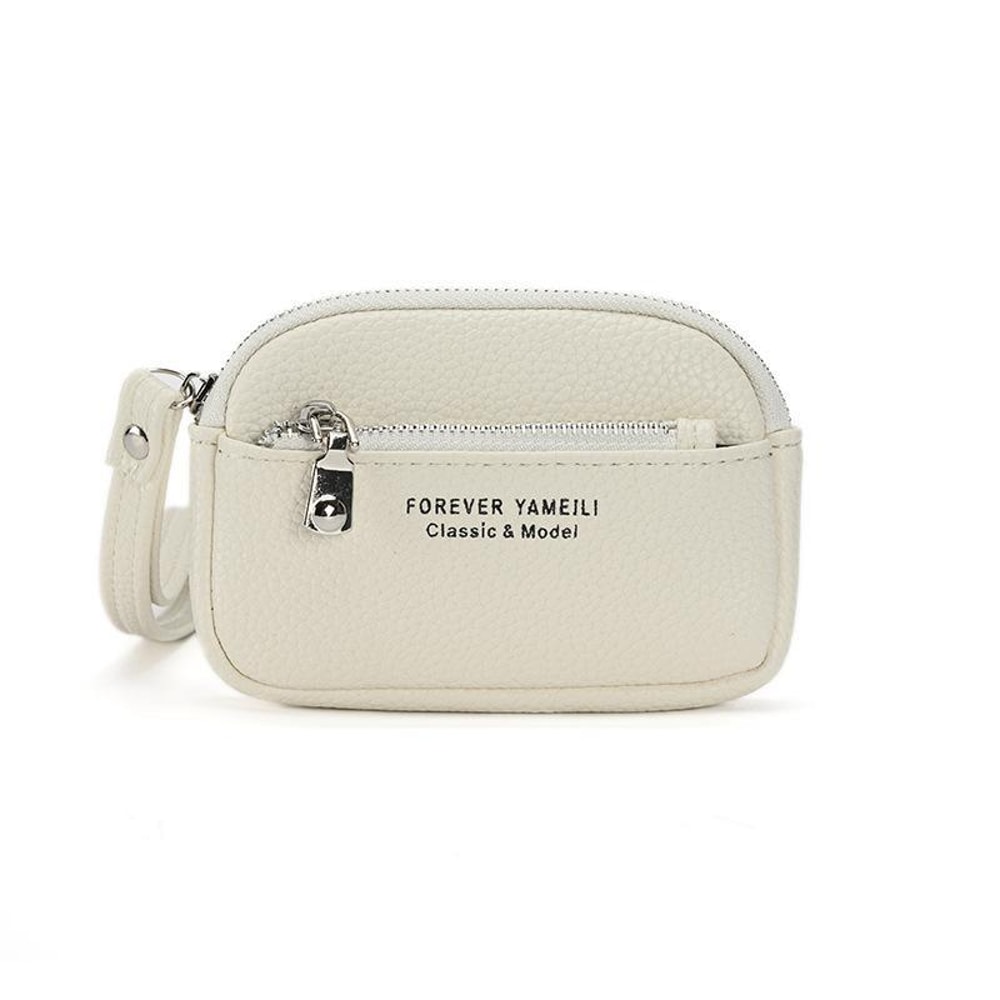 Minimalist Dual Zip Coin Purse Wallet With Wrist Strap Compact Card Holder For Women 6