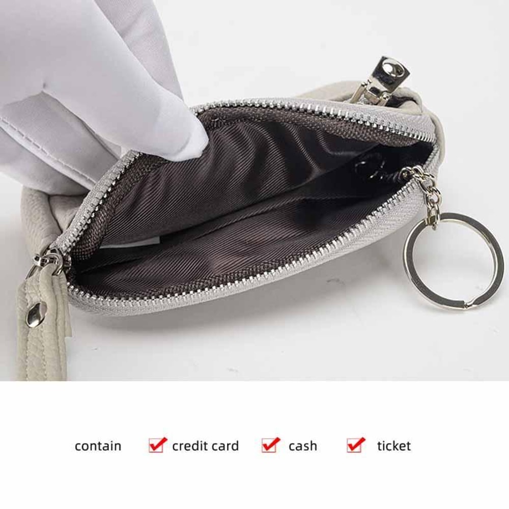 Minimalist Dual Zip Coin Purse Wallet With Wrist Strap Compact Card Holder For Women 2