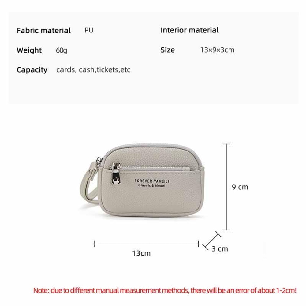 Minimalist Dual Zip Coin Purse Wallet With Wrist Strap Compact Card Holder For Women 4