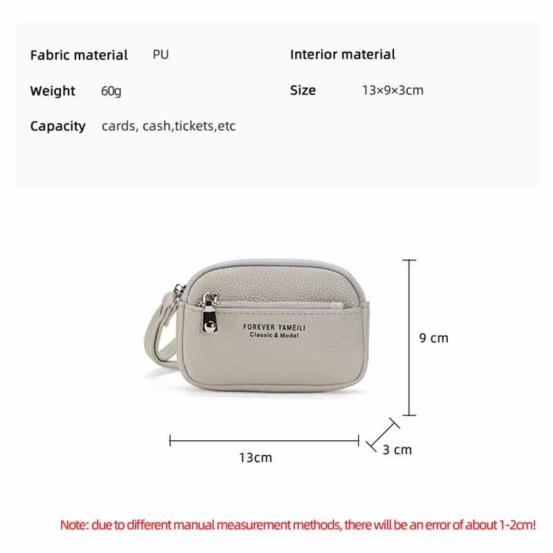 Minimalist Dual Zip Coin Purse Wallet With Wrist Strap Compact Card Holder For Women 4