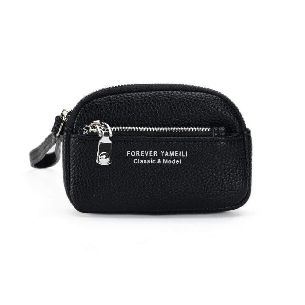 Minimalist Dual Zip Coin Purse Wallet With Wrist Strap Compact Card Holder For Women 5