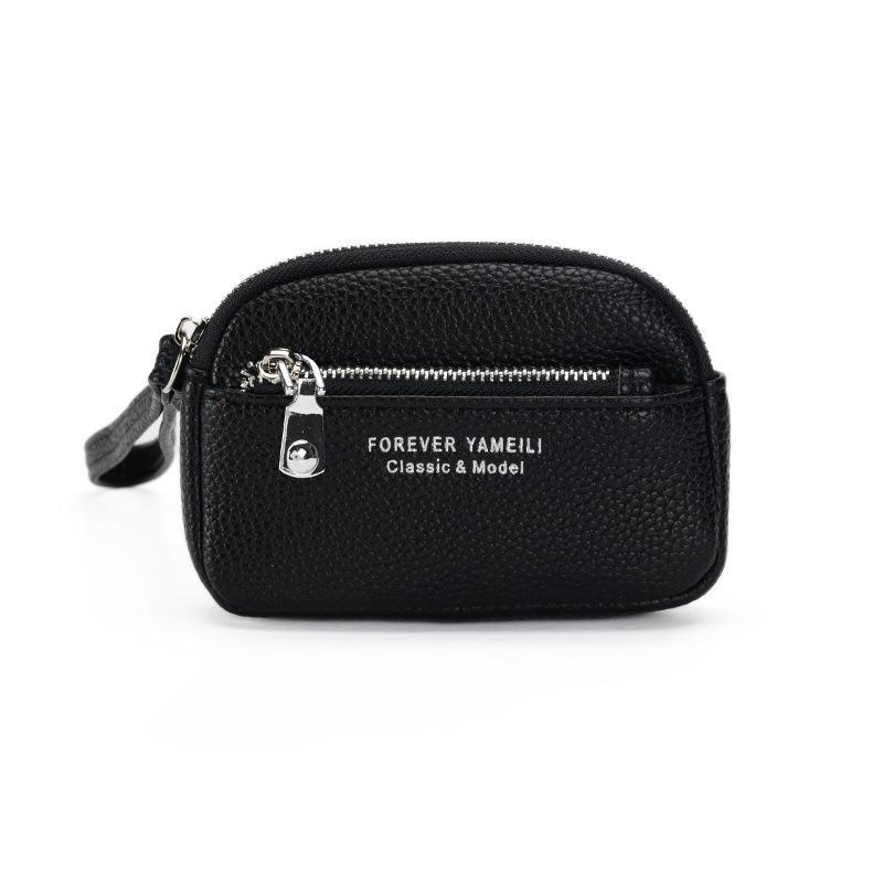 Minimalist Dual Zip Coin Purse Wallet With Wrist Strap Compact Card Holder For Women 5