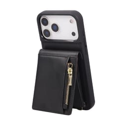 leather crossbody iphone wallet case with zipper pocket & lanyard strap