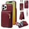 Leather Crossbody iPhone Wallet Case with Zipper Pocket & Lanyard Strap