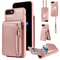 Leather Crossbody iPhone Wallet Case with Zipper Pocket & Lanyard Strap